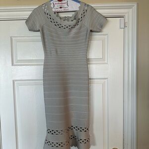 Herve Ledger Metallica Silver Bandage Midi Dress